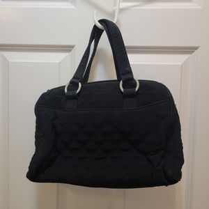 Vera Bradley Cargo Satchel Microfiber Black Handbag Purse Retired Vintage